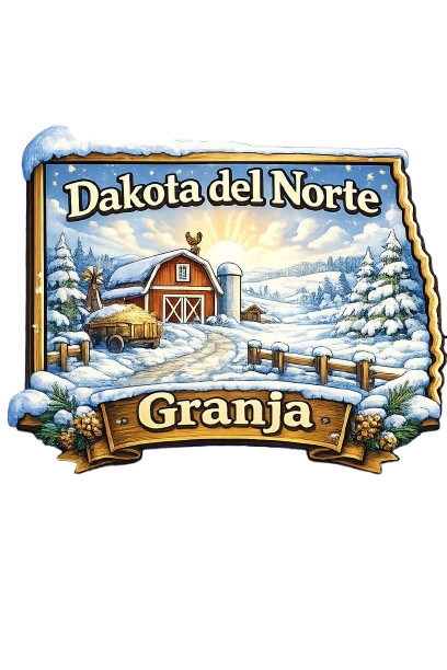 Granja de invierno con un granero rojo y campos nevados