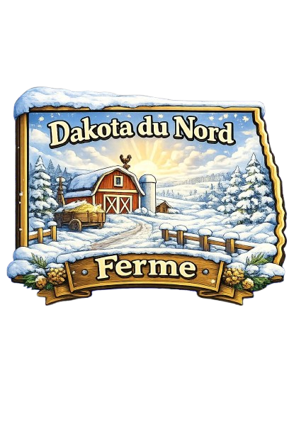 Ferme d'hiver avec une grange rouge et des champs enneigés