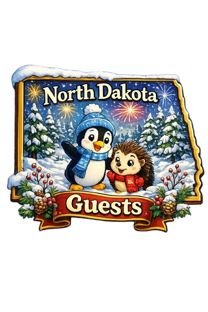 Winter guests: penguin and hedgehog in the snow