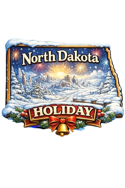 Christmas tree and holiday gifts in North Dakota