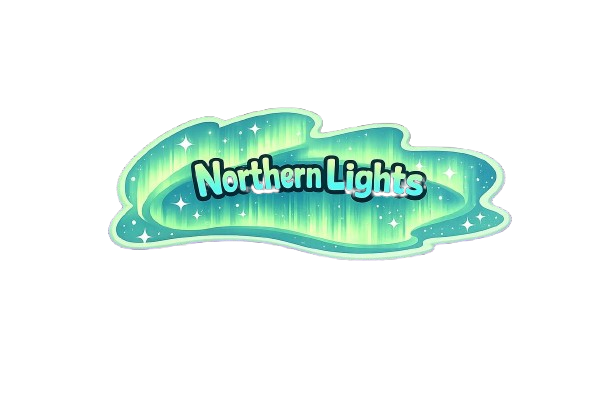 Magical Northern Lights over the winter forest
