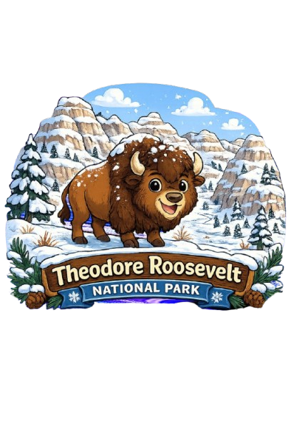 Bisons in Theodore Roosevelt National Park in winter