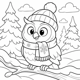 Owl in a winter hat